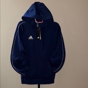 NWT Adidas Men's Dark Blue Core 18 Hoodie Sweatshirt with White Accents Size M